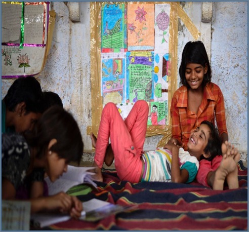 Girls learning together
