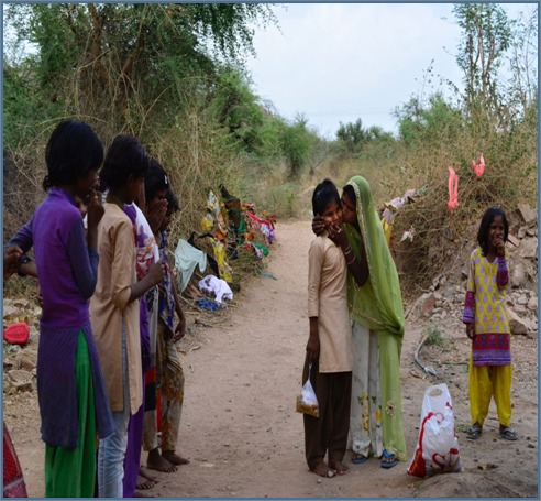 Girls participating in community learning